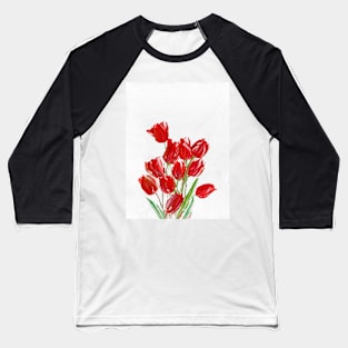 Red Tulips Baseball T-Shirt